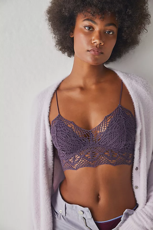 Product shot of the Lavender Longline Bralette, a bustier-style bralette in soft lilac.